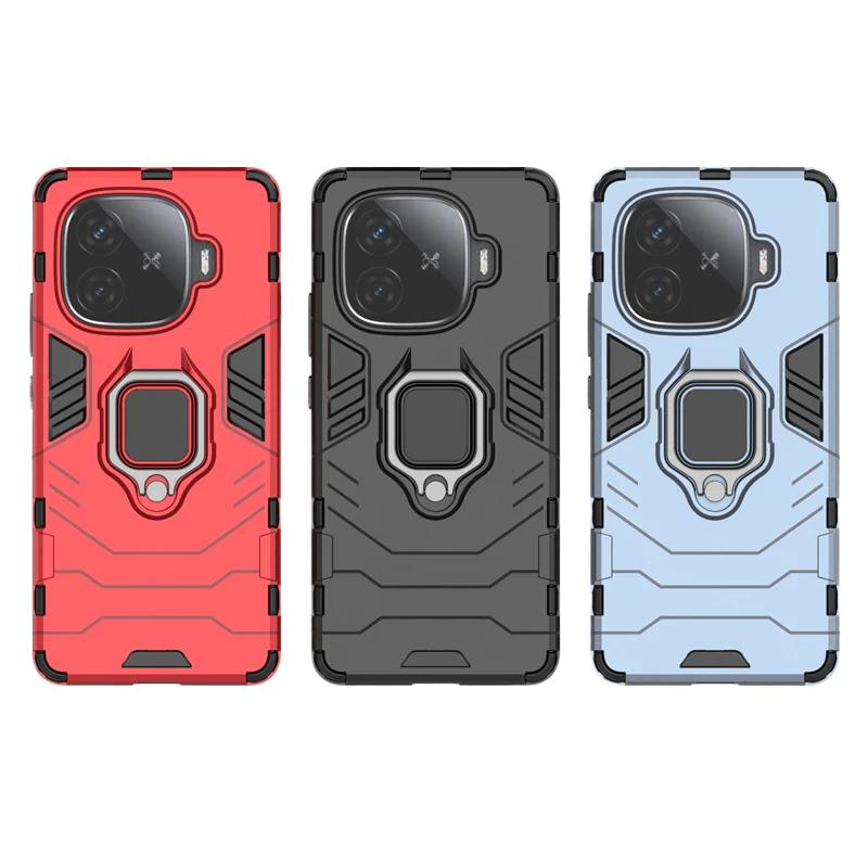 For VIVO iQOO Z9 Turbo 5G Back Cover Case Shockproof Armor Anti-Fall Metal Ring Holder Magnetic Protect Funda Coque Phone Cases