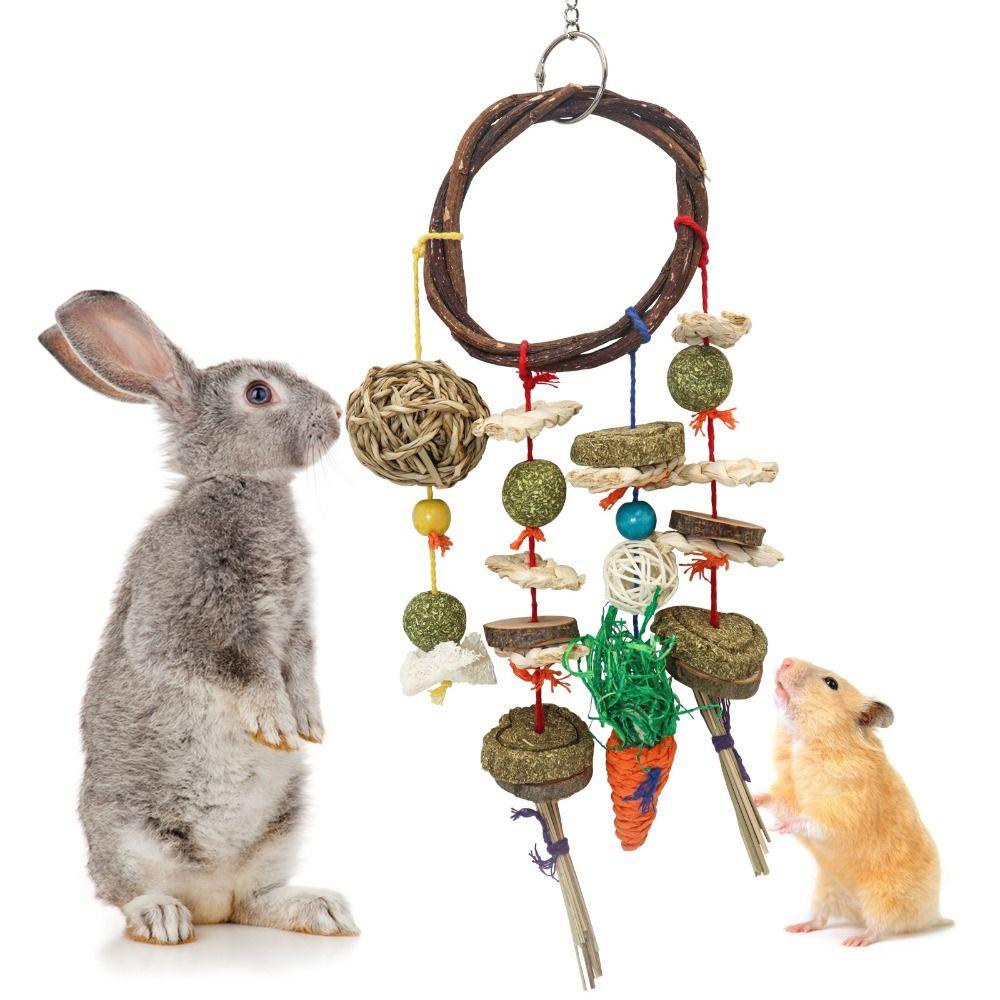 Grinding Guinea Pigs Hanging Bunny Cage Accessories Rabbit Treats Buuny Chew Toy Molar Rattan Ring