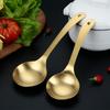 Stainless Steel Golden Soup Spoon Hanging Hole Household Meal Spoon Long-handled Common Spoon Large Rice Scoop Tableware Tools