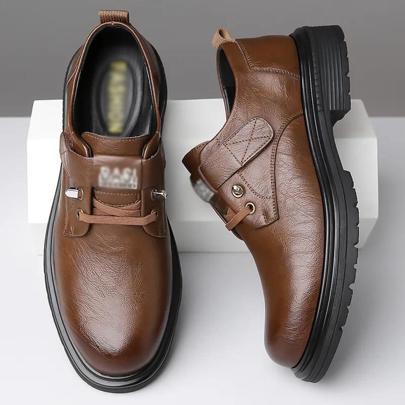 Spring Retro Men's Shoes Wind Tooling Leather Shoes Trend Versatile Casual Dad Men's Shoes