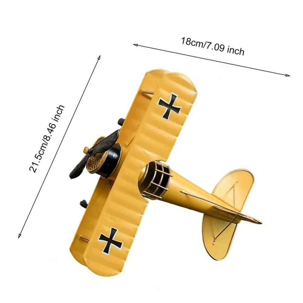 Vintage Airplane Model Ornament Metal Construction Iron Aircraft Model Cafe Ornament