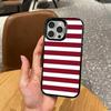 B-Бордовый Белая Полоска Чехол Для Телефона Для iPhone17,16,15,14,13,12,11 Plus,Pro Max Цветной Посеребренный Внутренний Чехол