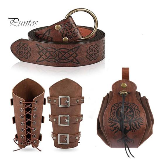 Средневековый комплект пояса и наручей, винтажный пояс и сумка-шнурок, аксессуары для костюма рыцаря-пирата викинга для мужчин и женщин