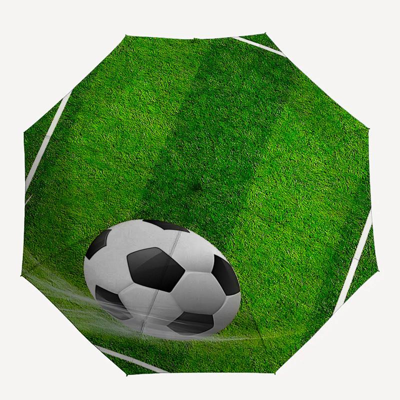 1pc Automatic Folding Umbrella with Soccer Ball Design, Portable Tri-Fold Design, 8-Rib Iron Frame, Outdoor, Ideal Gift for Fans, Travelers, Daily Use