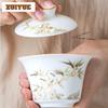 150ml Hand Painted Green Bamboo Gaiwan Handmade Tea Tureen Tea Bowl With Lid Kit Tea Maker Cover Bowl Teaset Supplies Gift