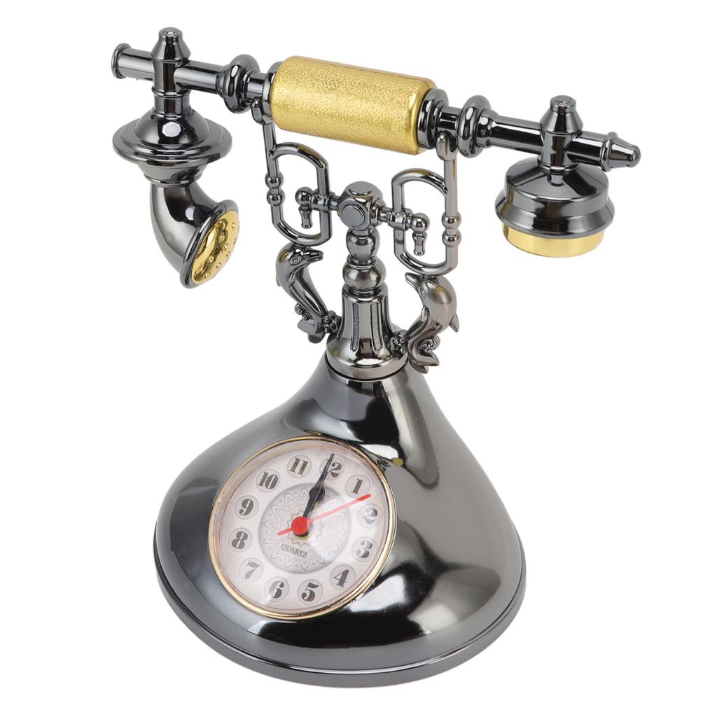 Vintage Telephone Alarm Clock Unique Elegant Accurate Time Bedside Clock Decoration for Home Cafe