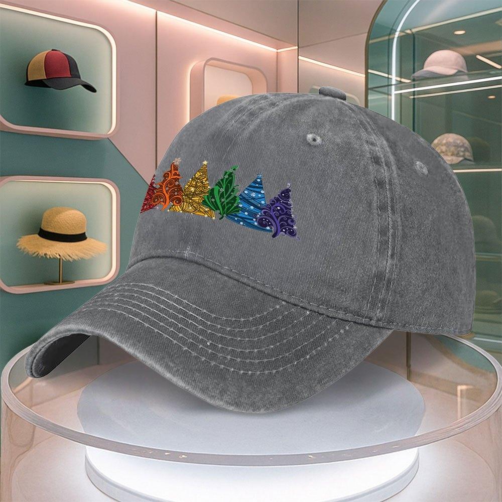 Abstract Christmas Tree Print Baseball Cap For Men Women Curved Brim Dad Hat Adjustable Duck Tongue Cap