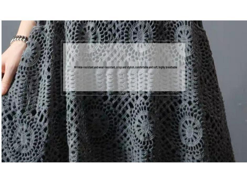 Женский длинный вязаный крючком жилет цвета хаки - Ретро свободный летний жилет