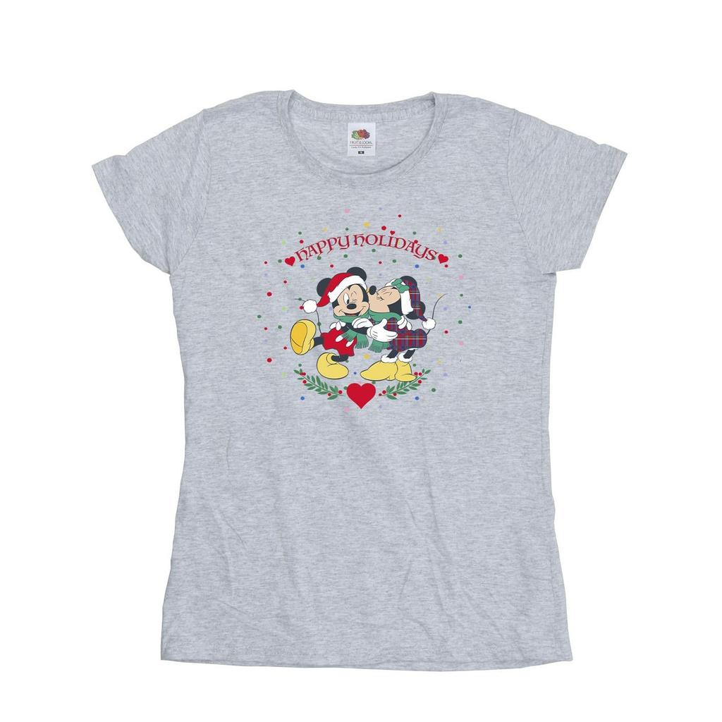 Disney Womens/Ladies Mickey Mouse Mickey Minnie Christmas Cotton T-Shirt