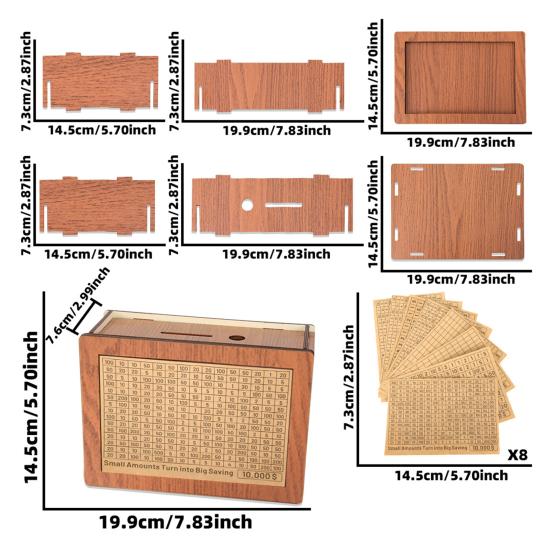 Деревянная копилка с 8 наклейками с целевыми числами евро доллары копилка для монет денежный контейнер для детей и взрослых накопительный кейс банка