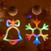 Window Wall Lights Battery Powered Snowflake Jingle Bell Stocking Shaped with Suction Cup for Christmas Holiday Home Decor