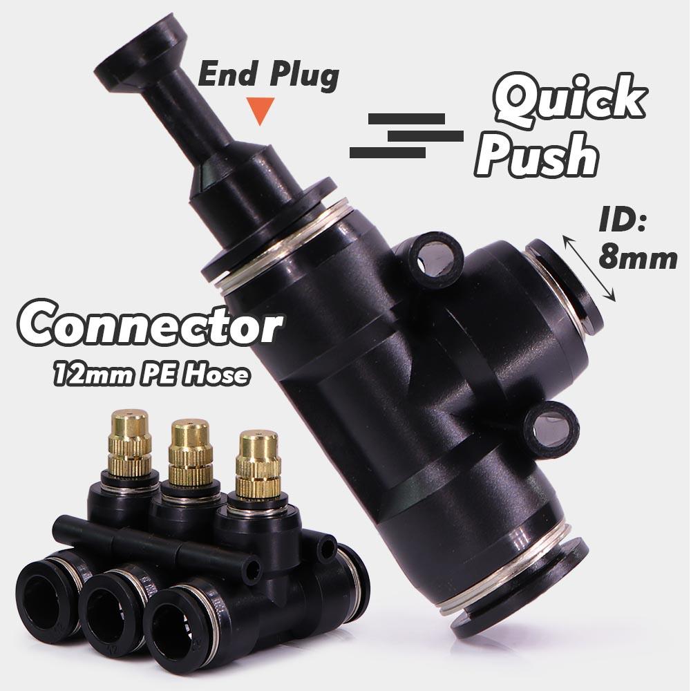 3/8" 9/12mm Misting Cooling System Adjustable Sprayer Quick Connector with 8mm Nozzle Garden Irrigation Auto Watering Sprinklers