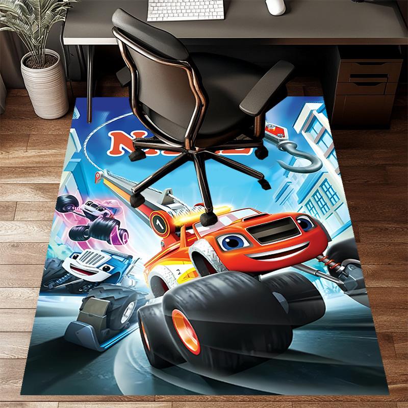Custom Blaze and the Monster Machines Mat Personalized Name, Polyester Washable Indoor Entryway Rug, Gift for Christmas, Easter, Thanksgiving Day