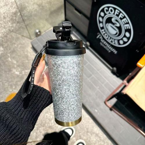 Бутылка для воды титановая кофейная чашка термокружка чашка чашка двойная питьевая высококачественная кофейная чашка портативная с соломинкой подъемной веревкой