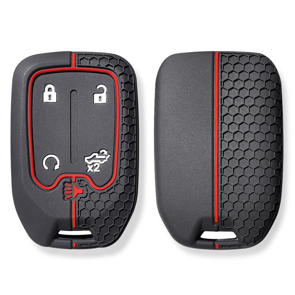 Silicone Car Key Cover Case for GMC Yukon XL Sierra Terrain Acadia for Chevrolet Tahoe 2015-2020 Remote Keyless Holder Keychain