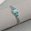 Retro Style Women's Opening Adjustable Bracelet Geometric Inlaid Turquoise Pattern Design Bracelet Jewelry Women