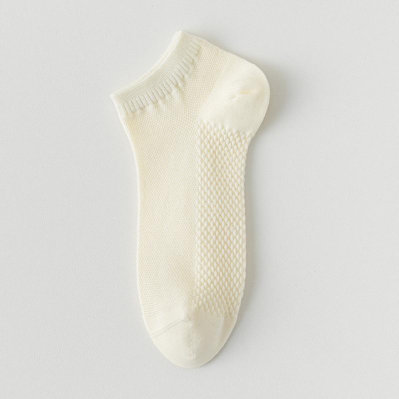 Женские носки-сеточка с низким вырезом для массажа - Антибактериальные, устойчивые к запаху, тонкие весенне-летние носки до щиколотки, универсального однотонного цвета для спорта.