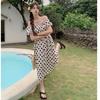 Chic and Beautiful Polka Dot Bubble Sleeve Dress, Summer New Women's Long Dress