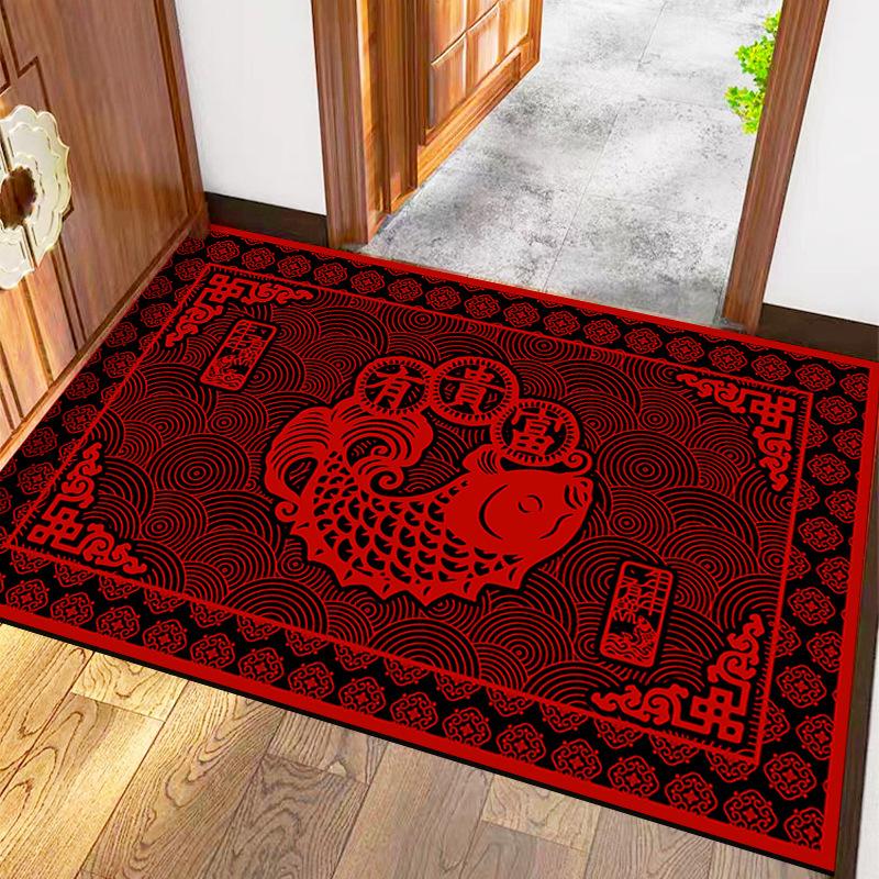 2024 Новый китайский стиль Китай-Шик Год Лунга Коврик для пола Входной коврик для туалета Водопоглощающий и грязеотталкивающий напольный коврик Красный дверной коврик