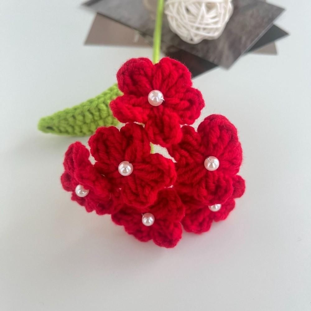 a Bundle of 6 Flowers Crochet Flowers Artificial Knit Fake Flowers Creative Handmade Bouquet  Gift