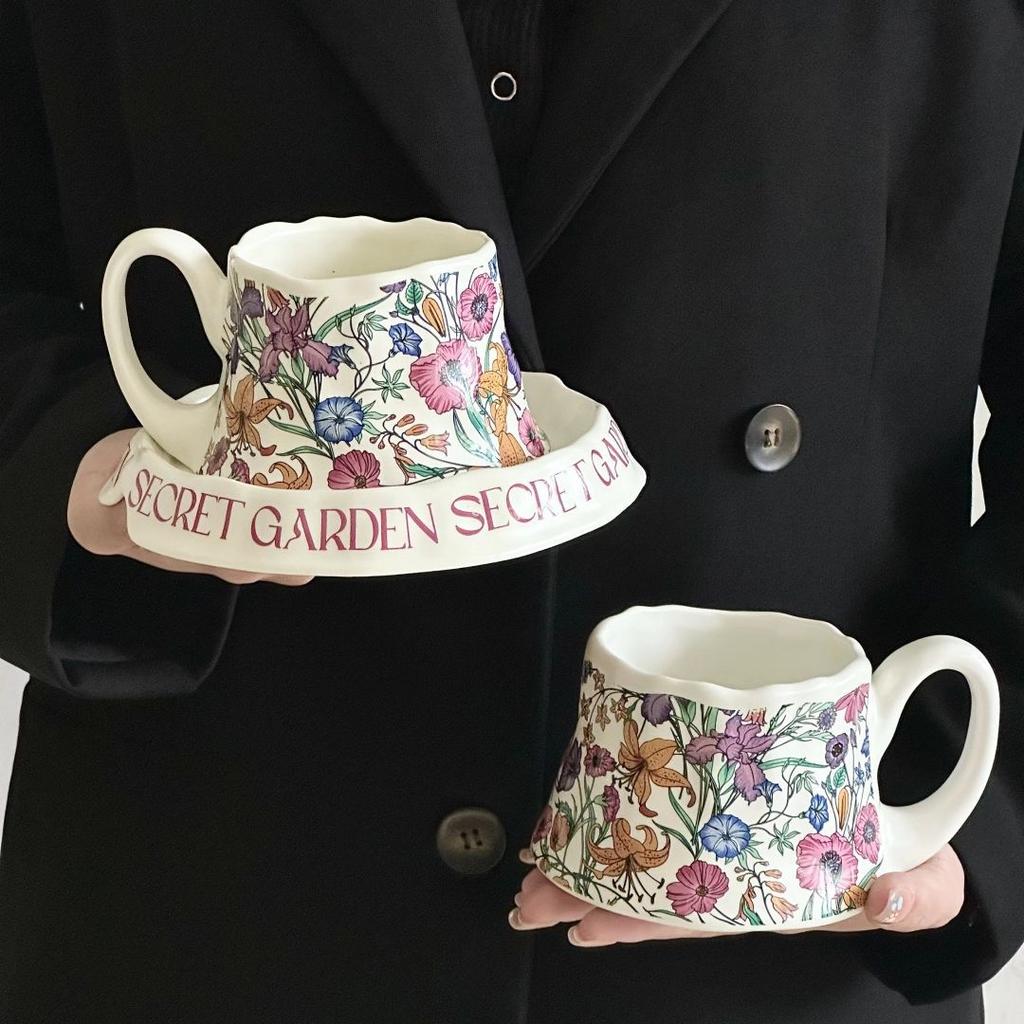 Финский средневековый цветочный и пасторальный стиль, высококлассные и изысканные кружки большой вместимости для офиса и дома, керамические кофейные чашки и блюдца