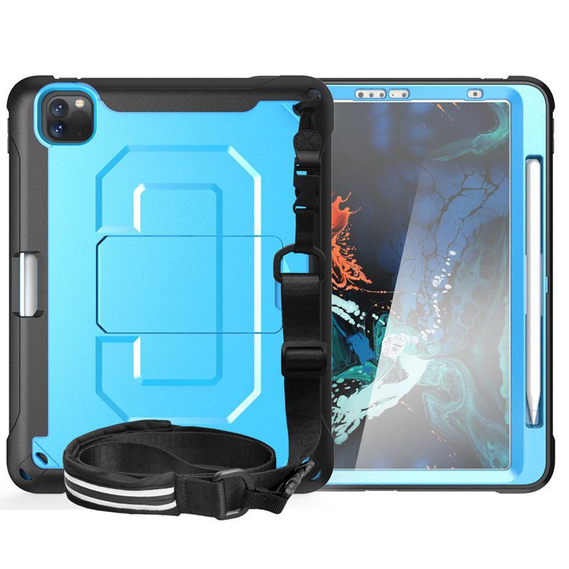 11-inch iPad Pro Silicone Tablet Cover with Pen Slot, Hand Strap, Shoulder Strap, Folding Stand, Anti-Fall Shell for 9.7-inch and 10.2-inch iPads.