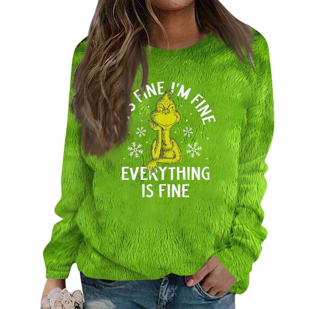 Толстовка большого размера для женщин с круглым вырезом и принтом, с длинным рукавом, рубашки, толстовка