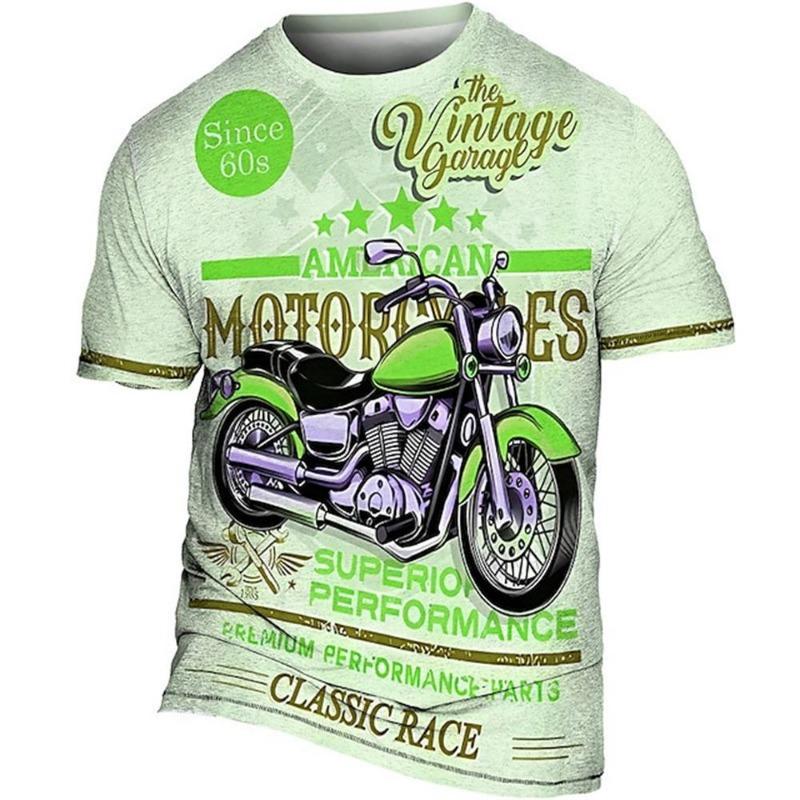 Винтажная байкерская футболка, мужская футболка с рисунком мотоцикла, классические футболки с короткими рукавами и 3d принтом автомобиля, летняя уличная одежда, мужская одежда