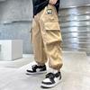 Модные брюки для мальчиков, весенние новые свободные свободные универсальные брюки цвета хаки, красивые гангстерские повседневные брюки для работы