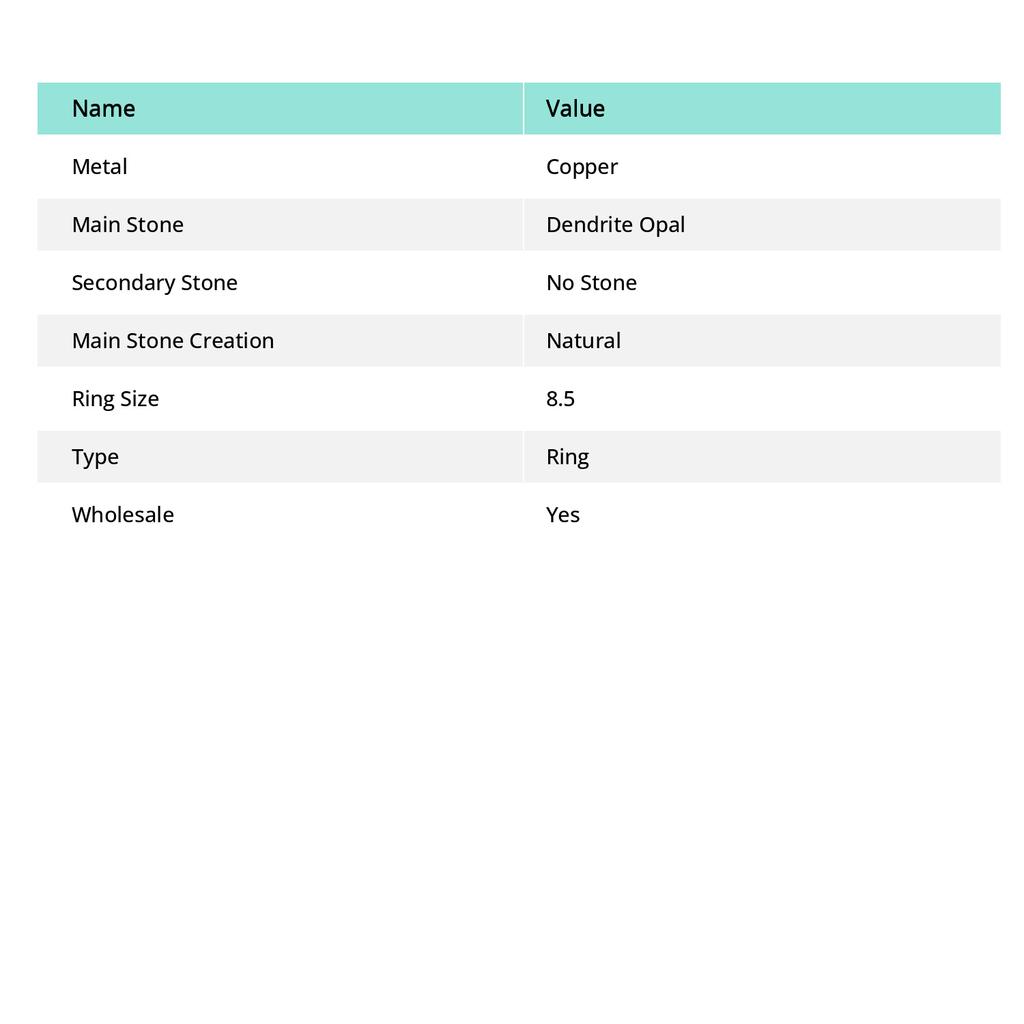 Natural Pink Dendritic Gemstone Handmade Copper Wire Wrap Ring Size 8.5 D4n66