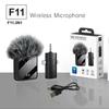 F11-2 F15 3-in-1 Wireless Lavalier Microphone Dual Mic Noise Cancellation Mini Clip-On for iPhone Android Live Streaming Vlog
