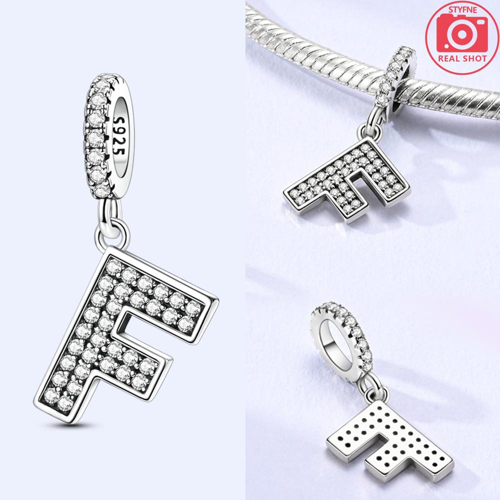 Classical 26 English Letters Original Charms White Zircon Beads Fit Copper Bracelet Accessories Women Diy Fine Gift Jewelry