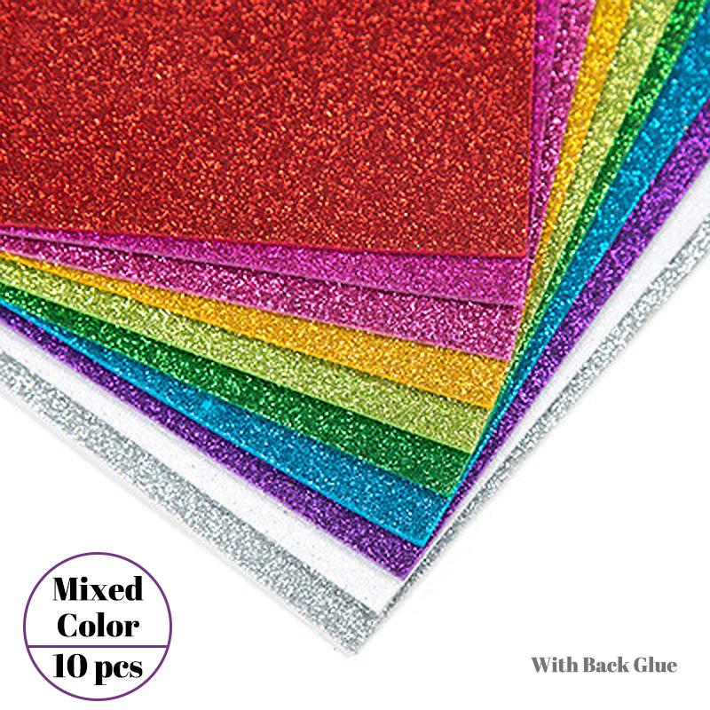 10Pcs Thick A4 Gold Powder Glitter Stickers Eva Foam Paper Shining Papers Kids Handmade Diy Scrapbooking Craft Decor Sticker