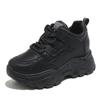 Fashion Women's White Platform Sneakers Thick Sole Vulcanize Shoes Black Chunky Sneakers Spring Leather Breathable Sports Shoes Ladies