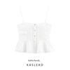 Kaslead New Arrival Women's Clothing Fashion Style Embroider Ruched Straight Collar Sling Tops 7521011 251