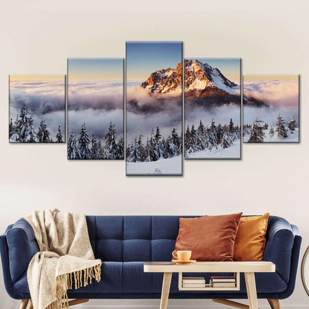 Landscape Canvas Posters Home Decor 5 Pieces Natural Lake Paintings Wall Art Scenery Pictures Modular Living Room Decor No Frame