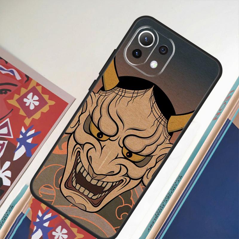 Samurai Oni Mask For Xiaomi 11T 12T 13 Pro 12 11 Lite Phone Case For POCO F5 X5 Pro F4 X4 GT F3 M5 X3 Pro