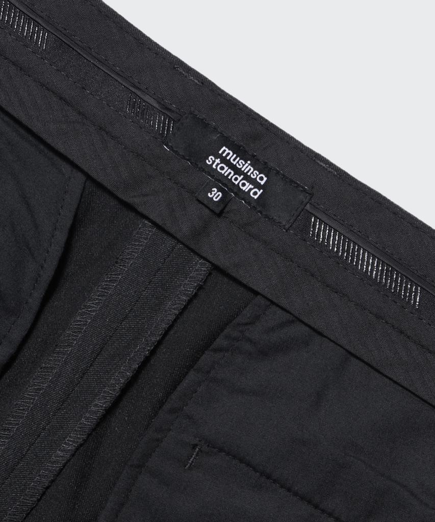 MUSINSA STANDARD Three-Puck Semi-Balloon Slacks [Charcoal Gray]