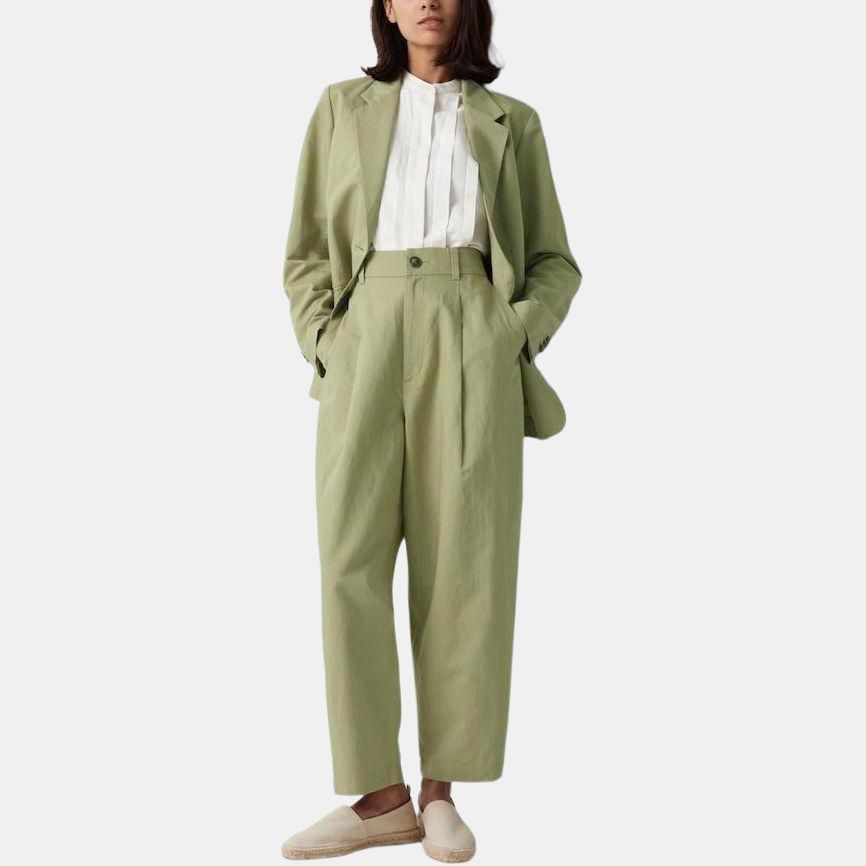Uniqlo X Comptoir Des Cotonniers Коллаборация Весна-Лето 2024 Однотонные Смесовые Плиссированные Зауженные Повседневные Брюки Женские брюки 470937-51