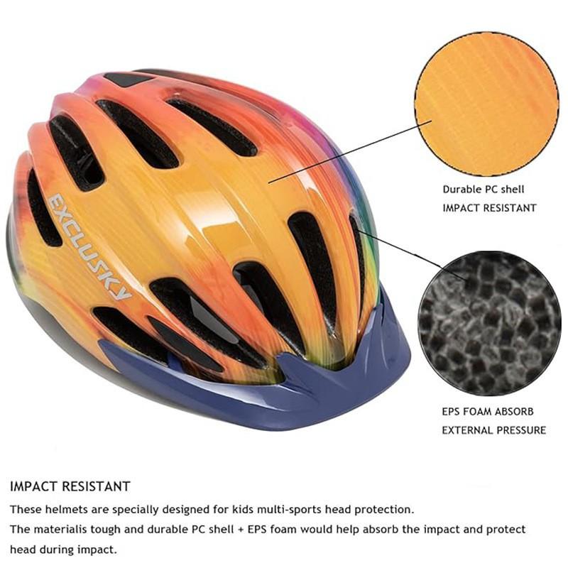 Kids Bike Helmet With Rear Light Adjustable Cycling Children Outdoor Biking Skateboarding Safety Gear