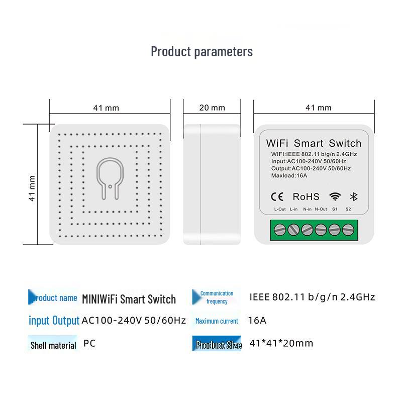 Умный микро-коммутатор WiFi – Совместим с Apple, Samsung, Google и Alexa