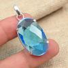 Faceted Blue Topaz Gemstone 925 Sterling Silver Handmade Charming Pendant Jewelry