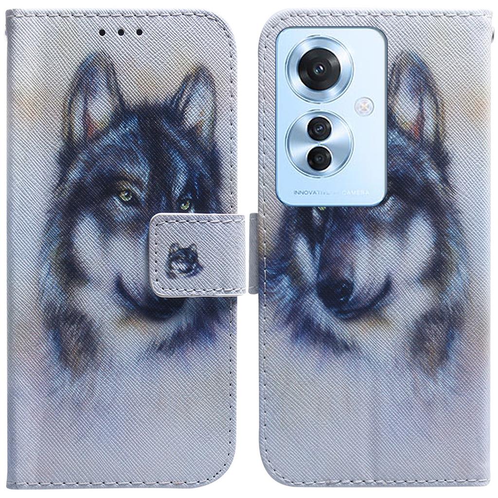 For Oppo Reno11 F 5G/F25 Pro 5G Phone Case Pattern Printing Stand Leather Shell