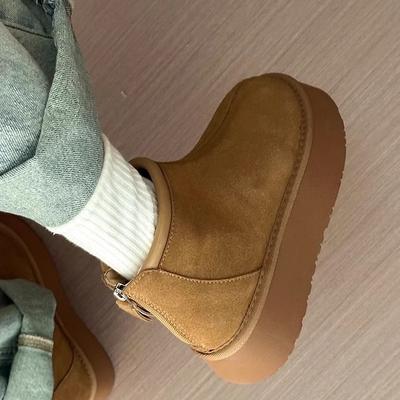 Простые нишевые ботильоны на высокой платформе для интернет-знаменитостей, женские, 2025, осень-зима, новая модная универсальная нескользящая модель с коротким голенищем и толстой подошвой, fashio