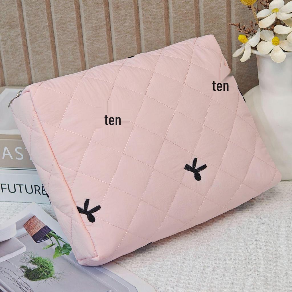 Large Quilted Cotton Handbag: Multipurpose Makeup, Toiletry & Electronics Organizer