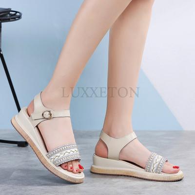 Женские сандалии на плоской подошве Женские сандалии на платформе Летние женские мягкие повседневные замшевые сандалии на липучках Сандалии с узлом Женские сандалии из искусственной кожи