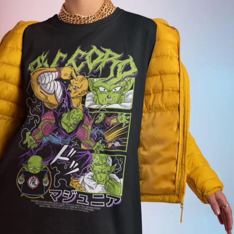 Unisex Retro Casual Cotton Short-Sleeve T-Shirt With Dragon Ball Z Goku & Vegeta Print, Harajuku Y2K Style T-shirt