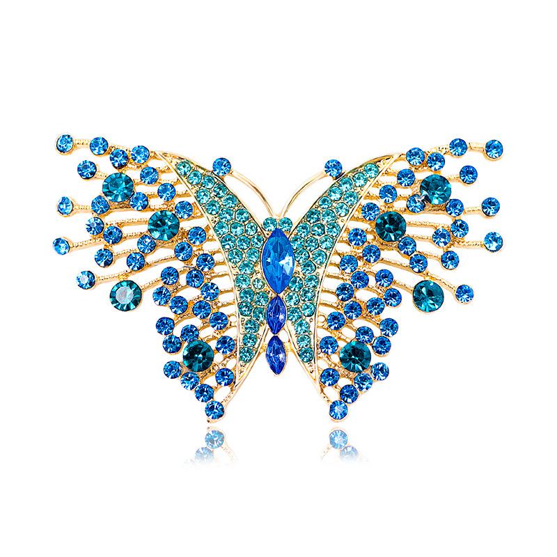 Vintage Alloy Diamond Colored Butterfly Brooch, Stylish High-end Corsage Accessories Women's Shoe Buckle Animal Pin