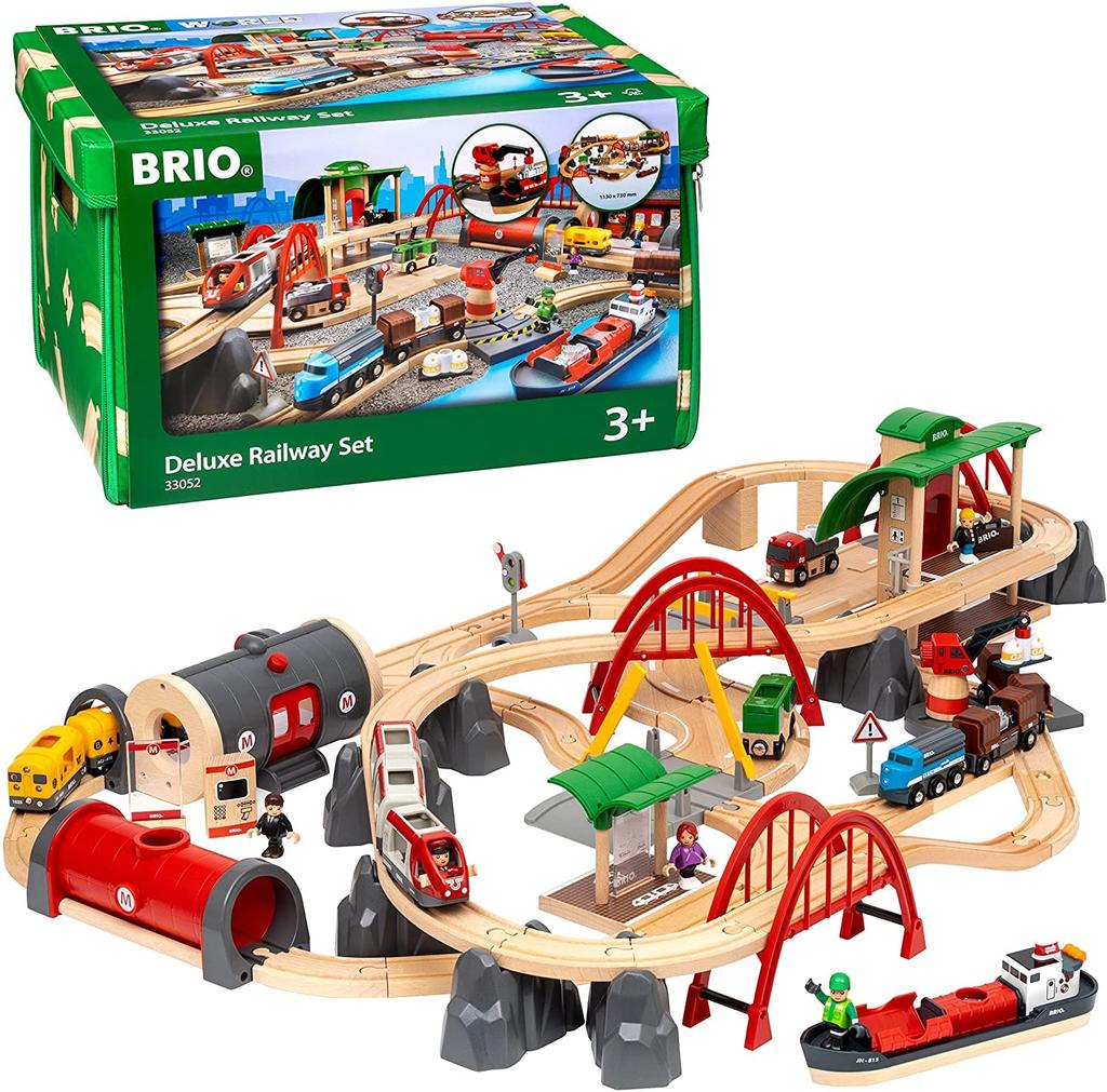BRIO WORLD Rail & Road Deluxe Set Ages 3+ (Train Toy Wooden Rail) 33052