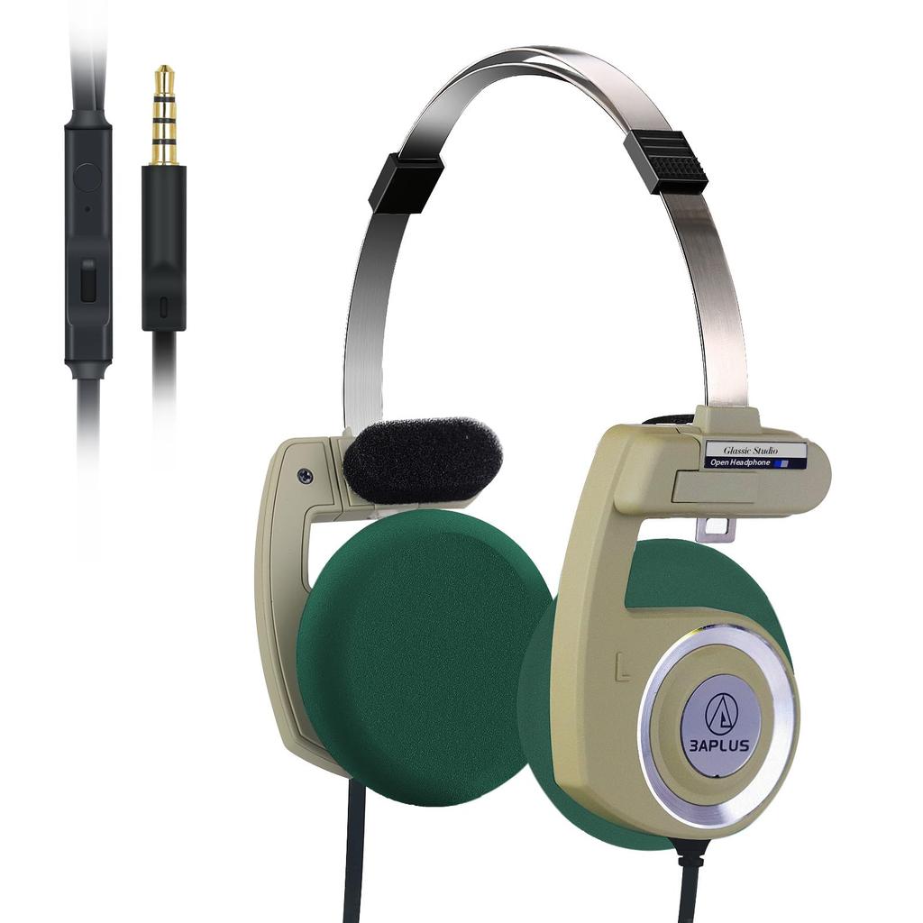 3APLUS Retro Pro Headphones Retro Open Wired Headphones Supports Calls Volume Adjustment Foldable Ultra Lightweight Easy To Carry Microphone Included